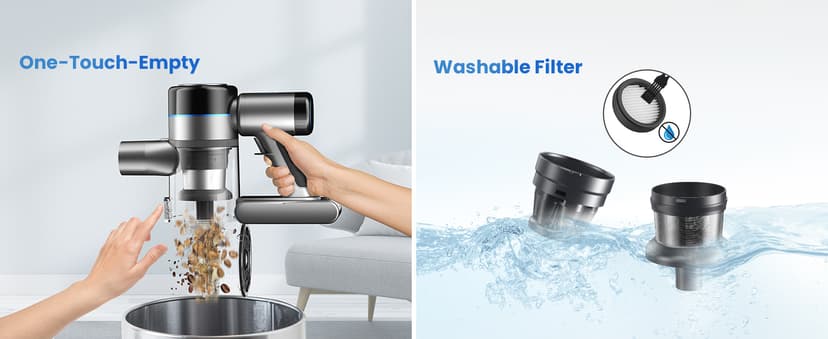 Dzaki Vacuum Cleaners for Home, 400W 45KPa 55 Mins Runtime Cordless Vacuum Cleaner, Smart Induction Auto-Adjustment Stick Vacuum, Rechargeable Battery Vacuum Cordless for Carpet Floor Pet Hair (Gray)