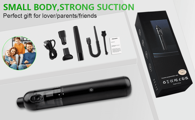 Car Vacuum Portable Cordless, 4-in-1 Handheld Vacuums Cordless, 16,000PA Strong Suction Portable Vacuum for Car, One-touch to Empty, Lightweight Air Dust Buster for Travel, Office, Pet Hair & Home