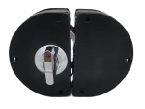 Ranbo Frameless Glass Door Floor Lock, Clamp-On No-Drill, 304 Stainless Steel, Fits 3/8"–1/2" (10–12 mm) Swing/Sliding Doors — Ideal for Office, Entrance, Storefront,Top or Bottom Mount, Matte Black