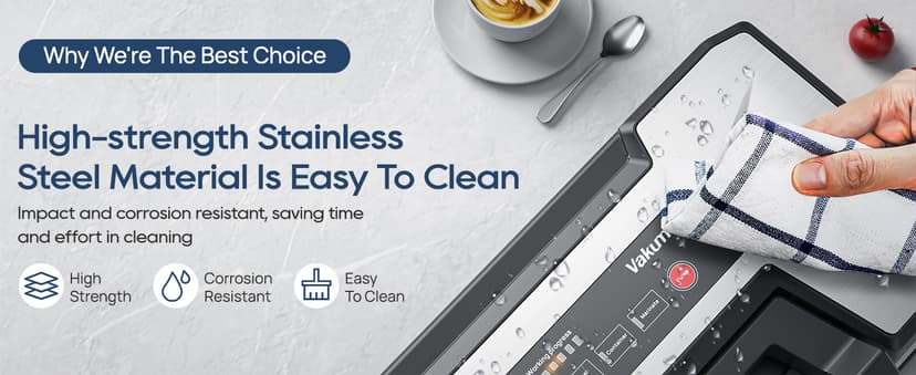 Liquid Vacuum Sealer Machine, 90Kpa Vacuum Sealer Machine Preservation Dry/Moist/Liquid Modes, LED Indicator Light, Handle Locked Design, Built-in Cutter and Bag Storage, Removable Drip Tray