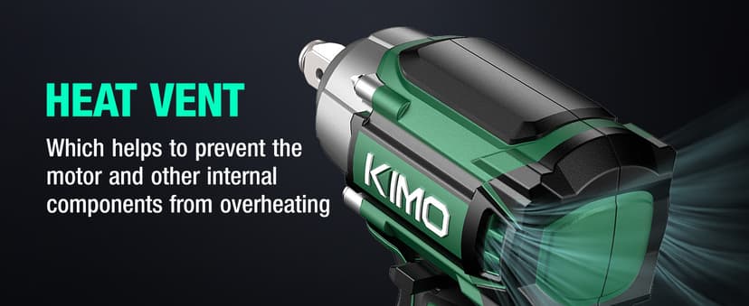 K I M O. Cordless Impact Wrench, Max Torque 406ft-lbs (550N.m) & 3000RPM, Premium Brake Stop, 1/2 lmpact Gun with 3000mAh Li-ion Battery, 7Drive lmpact Sockets, Fast Charger Impact Drill for Car Tires