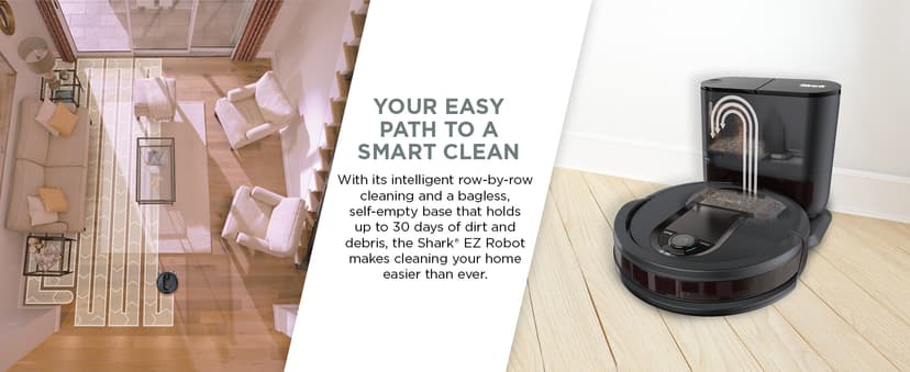 Shark RV912S EZ Robot Vacuum with Self-Empty Base, Bagless, Row-by-Row Cleaning, Perfect for Pet Hair, Compatible with Alexa, Wi-Fi, Dark Gray