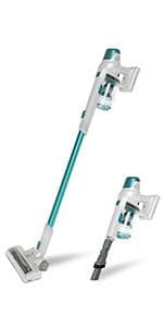 Kenmore DS4065 Cordless Stick Vacuum 1L Capacity Lightweight Cleaner 2-Speed Power Suction LED Headlight 2-in-1 Handheld for Hardwood Floor, Carpet & Dog Hair, Blue, DS4065