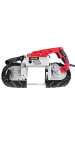 VEVOR Portable Band Saw, 110V Removable Alloy Steel Base Corded Band Saw, 5 Inch Cutting Capacity Hand held Band Saw,Variable Speed Portable Bandsaw, 10Amp Motor Deep Cut Band saw for Metal Wood