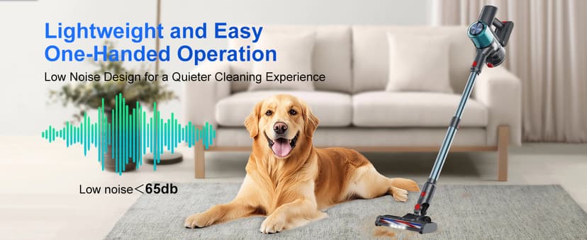 Cordless Vacuum Cleaner, 60 Mins Runtime Vacuum Cleaners for Home, Stick Vacuum Self-Standing, Wall Mount Charging, 3 Mode Handheld Vacuum for Pet Hair/Carpet/Floor
