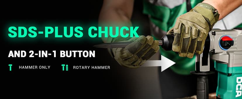 DCA 20V MAX Brushless Rotary Hammer Drill, 4.5 Joule, 3800BPM, 1-1/8 Inch SDS-Plus, Cordless Heavy Duty Rotary Hammer Drill with Vibration Control, 5.0Ah Battery, 4A Fast Charger and Safety Clutch