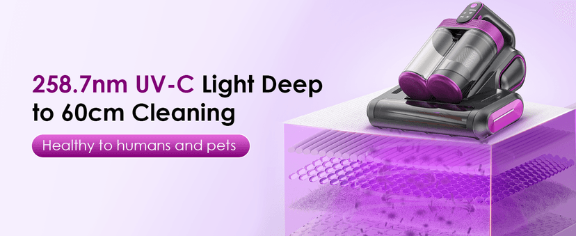 Cordless Mattress Vacuum Cleaner, Bed Vacuum Cleaner with 18Kpa Suction 253.7nm UV-C Light & 80000Rpm Rotation Ultrasonic Tech Double-Cup, Portable Handheld Vacuum for Bed/Fabric Sofa/Carpet Cleaning