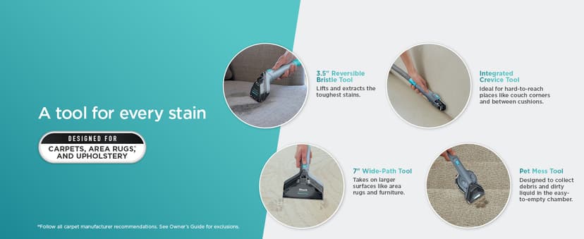 Shark StainStriker Portable Carpet Upholstery & Area Rug Cleaner, Bonus XL Tool & Full-Size Cleaning Solution, Stain & Odor Remover, Perfect for Car Interiors, 4 Cleaning Tools, Nordic Blue, PX202BRN