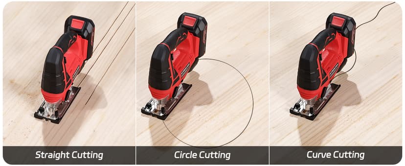 Jig Saw - 20V Cordless Jigsaw with Battery and Charger 2700 SPM Rechargeable Jigsaw with 10pcs Cutting Blades Bevel Angle (±45°) Variable Speed and 4 Orbital Function for Straight/Curve/Circle Cutting