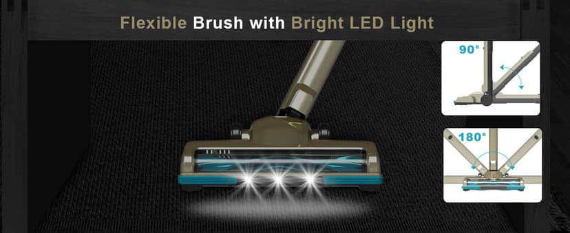 Cordless Vacuum Cleaner, 25Kpa Powerful Suction Ultralight Stick Vacuum with Tangle-Resistant Floor Brush, 2500mAh Fast-Charging Battery for Pet Hair Floor Carpet Stair, 4 Hepa