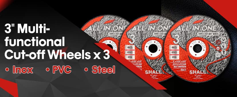 SHALL 3 Inch High-Speed Cut Off Tool, 3.5 Amp Metal Cutter Tool with 3Pcs Multifunctional Cut Off Wheels, 24000RPM Electricl Metal Cutting Tools for Steel, Inox, PVC