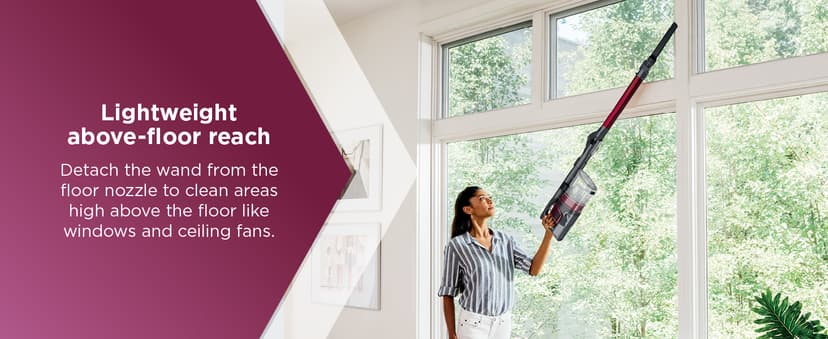 Shark IZ163H Pet Plus Cordless Stick Vacuum with Self-Cleaning Brushroll and HEPA Filter, Lightweight Deep Cleaning Vacuum for Carpet and Hard Floors, Folds for Easy Storage, 40-min Runtime, Raspberry