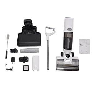 Smart Cordless Wet Dry Vacuum Cleaner and Mop for Hardwood Floor, Digital Display, Long Run Time, Great for Sticky Messes and Pet Hair, Space-Saving Design 250W