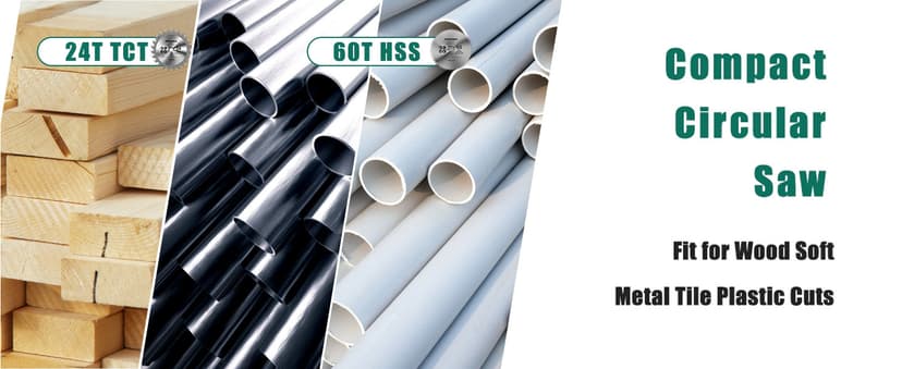 HYCHIKA 6.2A Mini Circular Saw with 3 Blades (4-1/2”), Compact Hand Saw Max 1-7/8" Cutting Depth, 3500RPM, Rubber Handle & 10ft Cord for Wood, Metal, Plastic, Tile