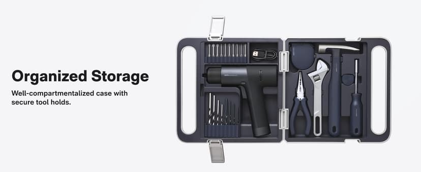 HOTO Cordless Brushless Drill Tool Set, Variable Speed, Hidden Buckle, Unique LED Screen, Intelligent Digital Display, Exquisite & Practical, High-end Drill Kit for Home/Daily Use