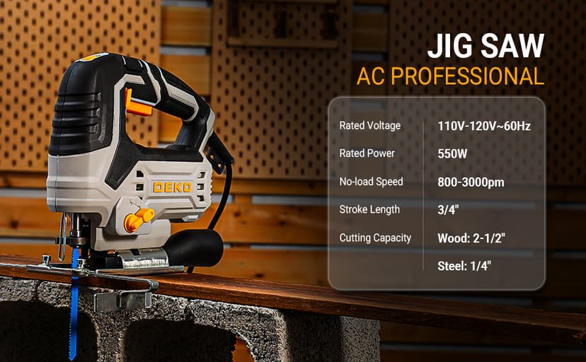 Jig Saw Corded: DEKOPRO Electric Jigsaw Tool Power Jig Saws for Woodworking, Wood Cutter Hand Tool with 6 Variable Speed, 4 Orbital Settings, ±45° Bevel Cutting, Tool-less Blade Quick Release
