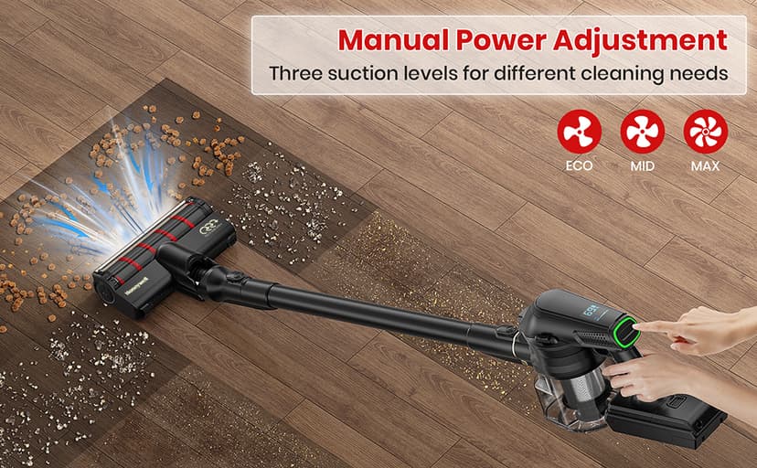 Honeywell Self-Cleaning Cordless Vacuum Cleaner, 8-in-1 Lightweight Stick Vacuum with 60Mins Runtime, Powerful Suction, Rechargeable Cordless Vacuum for Pet Hair/Carpet/Hardwood Floor, VC16