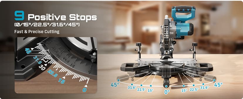 SEESII Sliding Compound Miter Saw: Cordless Power Miter Saw with Laser Guide 8-Inch, 2 * 5000 mAh Batteries, Single Bevel 45°, 24T TCT Blade, Max Cut 2.5×12-inch, Ideal for DIY & Woodworking