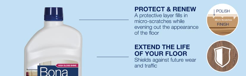Bona Hardwood Floor Polish - 32 fl oz - High Gloss Shine - Polish for Wood Floors - Protects and Renews Dull Flooring - Covers 500 sq ft
