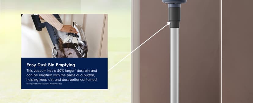 Electrolux Ultimate600 Cordless Stick Vacuum with PowerPro Bristle Nozzle and Larger Dust Bin Capacity, 50-Minute Run Time, 3 Power Modes, Denim Blue