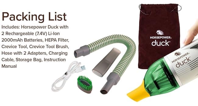 Duck Compact Cordless Vacuum by Horsepower, Ultra-Powerful, Strong Suction, AS-SEEN-ON-TV, Easy To Store, Rechargeable. Home, Auto, Pet Hair, Fits In Tiny Crevices, Includes Hose, Crevice Tool & Brush