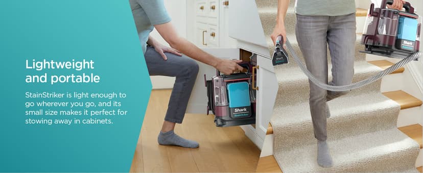 Shark Carpet Cleaner Machine, Portable Upholstery StainStriker, Spot, Odor & Stain Remover, 2 Carpet Cleaner Solutions, 3 Tools, Perfect for Pet Hair, Area Rugs, Couches, Burgundy, PX203BRN