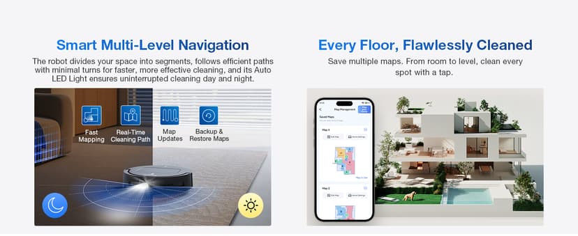 ECOVACS DEEBOT T80 Omni Robot Vacuum and Mop, 18,000Pa Suction, OZMO™ Roller Real-Time Mop Washing, Self-Emptying, Hot Air Drying, AI Navigation, Anti-Tangle Brush, for Pets, Carpets & Hard Floors