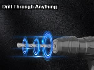 AZZUNO 1-1/4" SDS-Plus 15Amp Heavy Duty Rotary Hammer Drill, 4 Functions, for Drilling in Concrete, Brick and Stone, Includes Chisel and Drill Bits