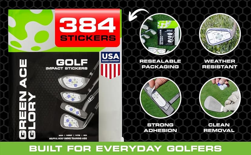 Golf Impact Tape - 384 or 160 Pack Impact Tape for Golf Clubs | Golf Tape for Clubs with Golf Impact Stickers and Golf Club Stickers for Drivers, Woods, Irons, Putters | No Residue, Easy Peel