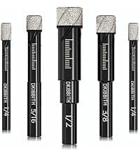 10-Piece Masonry Drill Bit Set for Concrete Tile Glass Ceramic Brick,1/8 to 1/2 Inch Drilling Bits with Triangle Handle,Tungsten Steel Alloy Tip.(Black)