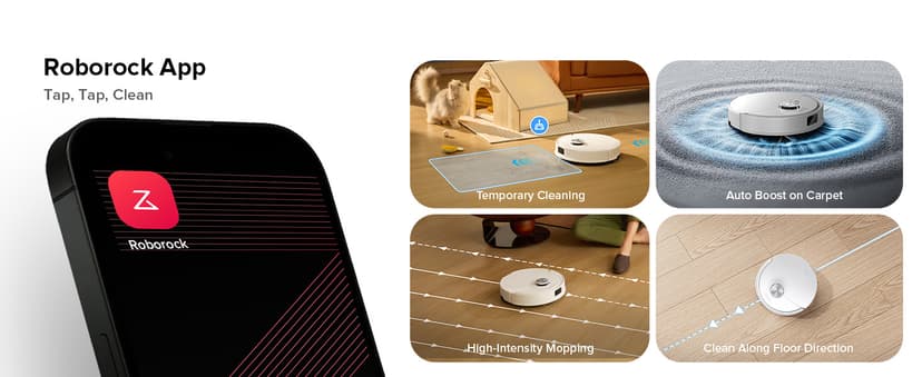 roborock Q10 S5 Robot Vacuum and Mop Cleaner, 10000Pa HyperForce Suction, Dual Anti-Tangle System, Auto-Lifting Mop, ReactiveTech Obstacle Avoidance, App Control, for Pet Hair and Carpet, White