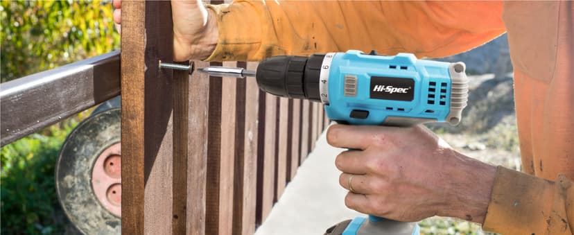 Hi-Spec Cordless Drill Set 50pc 12V Electric Power Driver in a Toolbox Case. Includes Rechargeable Battery, Power Screwdriver Bits, Wood, Metal, and Masonry Drill Bit Set Accessories