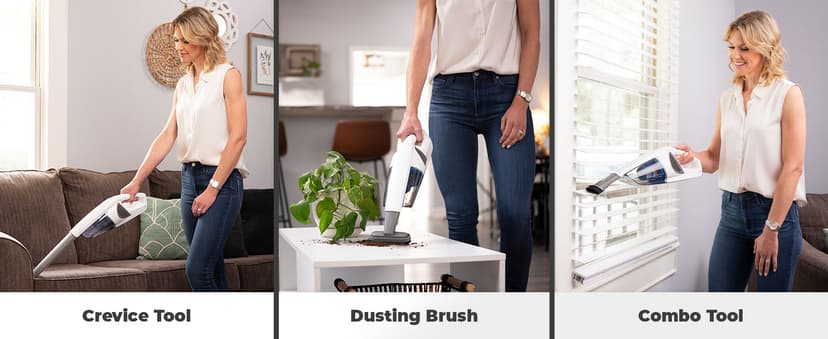 Kenmore DS1030 Cordless Stick Vacuum Lightweight Cleaner 2-Speed Power Suction LED Headlight 2-in-1 Handheld for Hardwood Floor, Carpet & Pet Hair, White