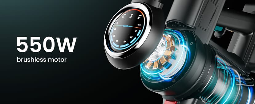 Cordless Vacuum Cleaner, 550W/45KPa Cordless Vacuum, 65 Mins Run Time, Self-Supporting Design,Stick Vacuum with OLED Display and Anti-Tangle Brush for Home, Carpets, Hard Floors and Pet Hair