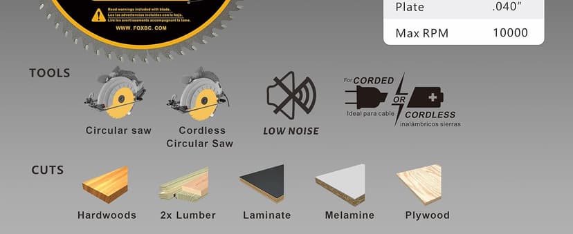 FOXBC 7-1/4" Circular Saw Blade Ultra Fine Finish 60-Tooth, Replacement for Freud Diablo D0760A D0760X, DeWalt DWA171460 Circular Saw Blade