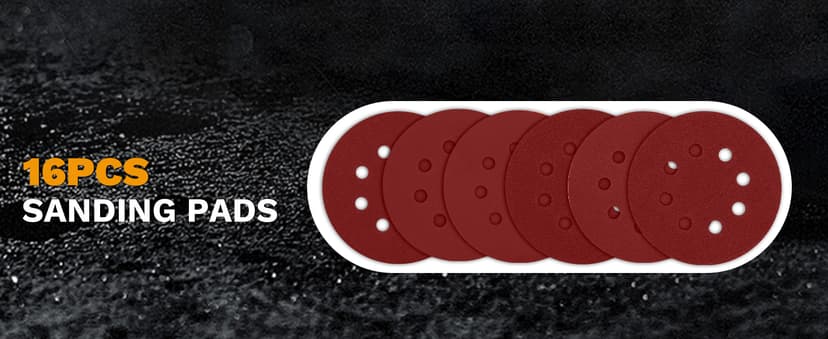 Orbital Sander Corded Hand Sander: DEKOPRO 5" Random Orbital Sander with Dust Box, 6 Various Speeds Electric Palm Sander with Dust Box, 16Pcs Sandpapers for Woodworking & Sanding-Yellow