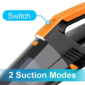 Handheld Vacuum Cordless Car Vacuum Portable with LED Light, High Power Suction, Lightweight Rechargeable Hand Vacuum, Hand Held Vacuum Cleaner for Car Home Office, Pet Hair, BlackOrange
