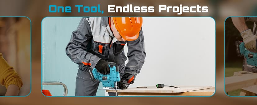 SEESII Cordless Jig Saw 21V, Electric Jigsaw Tool with 2× 2.0Ah Batteries, 2800RPM Variable Speed for Wood Cutting, 0°-45° Bevel Cuts, LED Light, 4 Orbital Settings for Straight/Curve/Circle Cutting