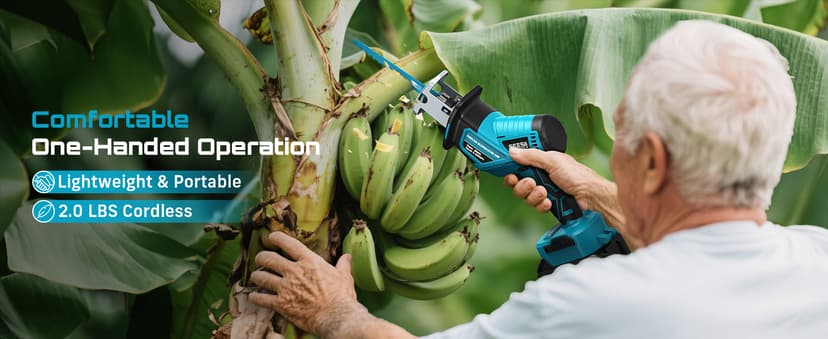 SEESII Reciprocating Saw Cordless, Variable Speed 3500 RPM Brushless Motor with 8 Saw Blades, 2 x 4.0Ah Batteries, LED Light, Tool‑Free Blade Change, Portable for Wood PVC Cutting