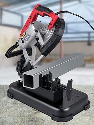 VEVOR Portable Band Saw, 110V Removable Alloy Steel Base Corded Band Saw, 5 Inch Cutting Capacity Hand held Band Saw,Variable Speed Portable Bandsaw, 10Amp Motor Deep Cut Band saw for Metal Wood