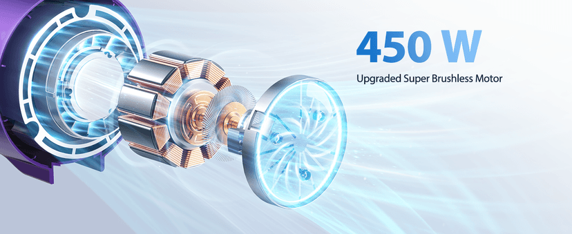 Cordless Vacuum Cleaner, 450W/40KPA 55 Mins Stick Vacuum Cleaner with LED Touch Display, Lightweight Handheld Vacuum Cleaners for Home, Carpet, Pet Hair and Hardwood Floors