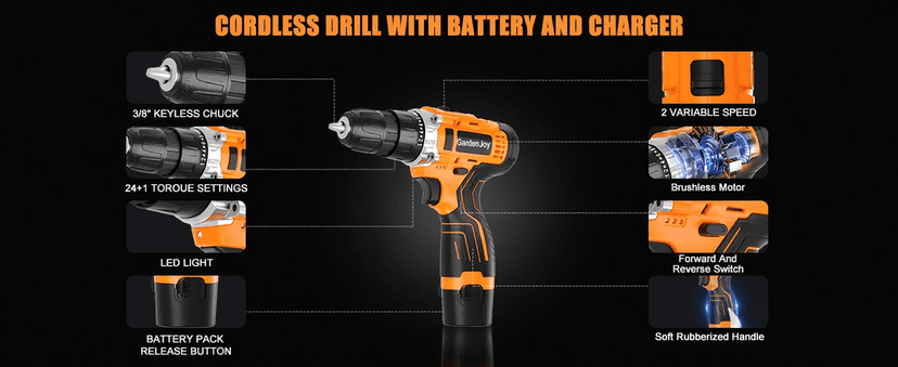 12V Cordless Electric Drill Driver Set, Powerful Lightweight Portable Rechargeable Screwdriver 65pcs Accessories,2-Speed, 24+1 Position for Wood/Wall Drilling & Screw Driving, Home DIY Tool woman man