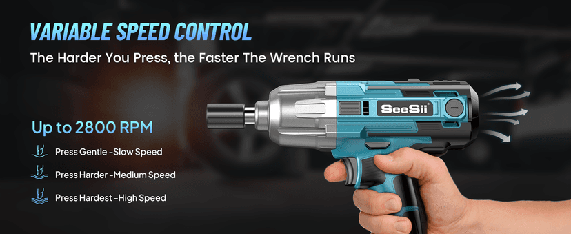 Seesii Electric Impact Wrench Corded, 368Ft-lbs(500N.m) Torque 1/2 inch Impact Gun with 8Amp Cord, 4 Sockets for Car Tire and Home DIY, AC500