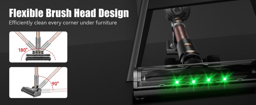 E.LUO Cordless Vacuum Cleaner 350W/≥24KPA Powerful Stick Vacuum with Led Screen Max 60 Mins Runtime Vacuum Cleaner with Rechargeable 2500 mAh Battery for Home Hard Floor Carpet Car Pet