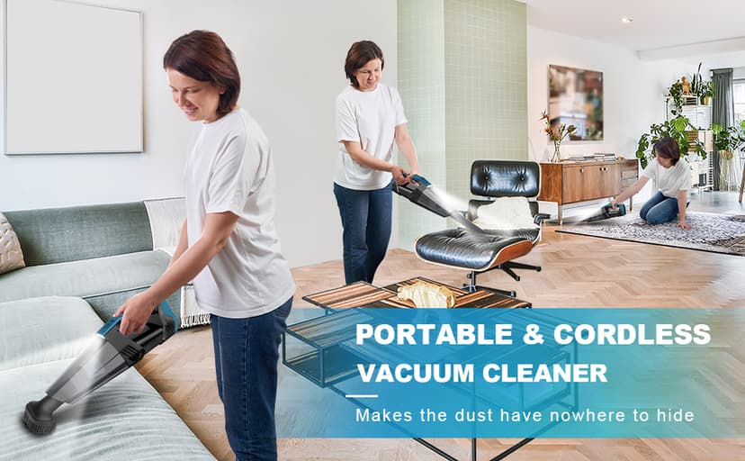 Cordless Car Vacuum Lightweight High Power Handheld Vacuum Cleaner with LED Light, Upgraded Hand Vacuum for Car Home Office and Pet Hair, BlackBlue