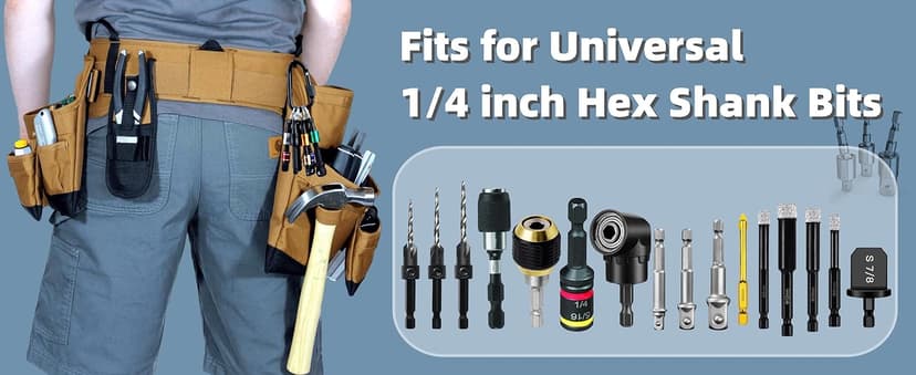 12PCS Bit Holders 1/4 Socket, Hex Shank Screwdriver Bit Holder for Impact Driver Drill Bit Keychain Extension Bar Quick Release Easy Change, Screwdriver Bit Holders for Tools & Home Improvement Gift