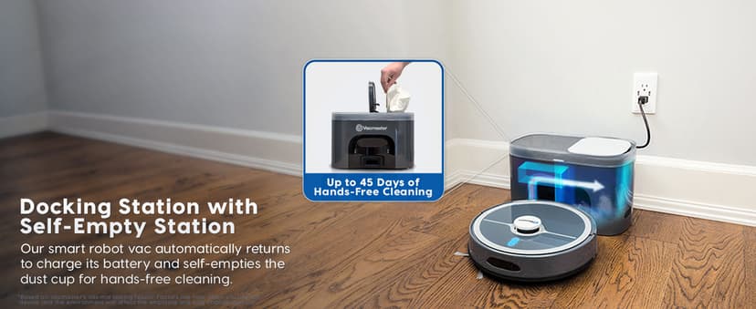 Vacmaster V10i 3-in-1 Robot Vacuum and Mop Combo with Self-Empty Station for 45 Days, LiDAR Navigation,3000Pa Strong Suction, Multi-Floor Mapping for Homes with Pets, Carpet & Hard Floors