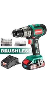 Cordless Hammer Drill Driver 18V, HYCHIKA 400 In-lbs Torque Power Drill with Auxiliary Handle, 1/2” Metal Chuck, 2.0Ah Battery, 1H Fast Charger, 21+3 Clutch, LED Light for Drilling Wood Metal Wall
