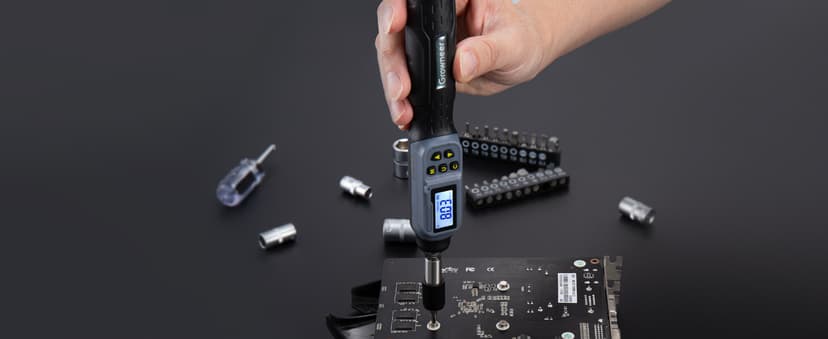 GROWNEER Digital Torque Screwdriver, 2.66-53.1 In-lbs/0.3-6 Nm, 1/4'' Drive Inch Pound Torque Screwdriver Electrician with Buzzer & LED Indicator, 27 In 1 Torque Wrench Screwdriver Set