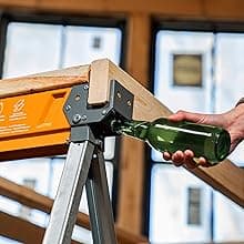 BORA Workhorse XT Saw Horses 2 Pack Folding Heavy Duty Adjustable Height Sawhorse Pair with Adjustable Legs, Heavy Duty Saw horse for Contractors Portable Workbench w/Built in Bottle opener PM-3360T